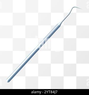 Dental Scaler, Tooth cleaning pick icon, isolated on transparent background. Steel dental tool. Realistic 3d vector illustration element design Stock Vector