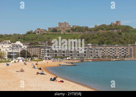 England, Kent, Dover, Dover Harbour, The Beach and Castle Stock Photo