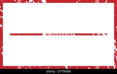Red grunge rectangular rubber stamp frame featuring a horizontal line that divides the empty space, creating a distinctive vintage design element Stock Vector