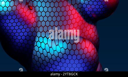 Abstract neon multicolored metaball with scale reptile texture meta ball bubble transition transformation for business presentation background Stock Photo