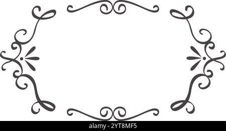 Hand drawn flourishes create a sophisticated and elegant frame, perfect for adding a touch of vintage charm to invitations, announcements, or other Stock Vector