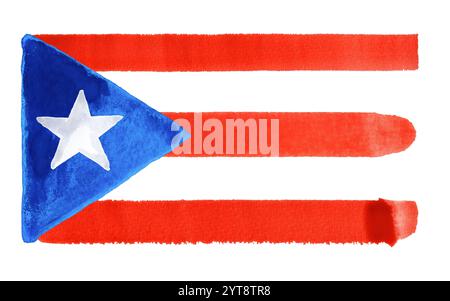 Watercolor illustration of the Puerto Rico flag Stock Photo