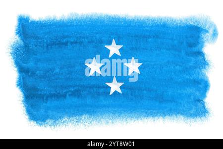 Watercolor illustration of the Micronesia flag Stock Photo