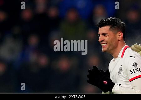 Bergamo, Italia. 06th Dec, 2024. AC MilanÕs Alvaro Morata during the Serie A soccer match between Atalanta and Ac Millan at the Gewiss Stadium in Bergamo, north Italy - Friday, December 6, 2024. Sport - Soccer . (Photo by Spada/Lapresse) Credit: LaPresse/Alamy Live News Stock Photo