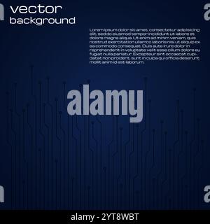 Abstract technological dark blue background with elements of the microchip. Circuit board background texture. Vector illustration. Stock Vector
