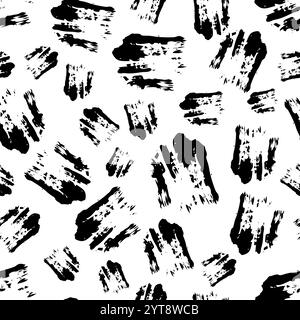 Seamless pattern with dark hand drawn scribble smear on white background. Abstract grunge texture. Vector illustration Stock Vector