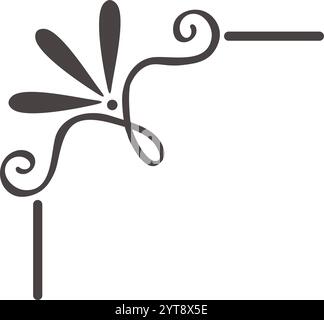 Elegant corner design featuring floral motifs, swirls, and lines, creating a sophisticated and decorative element for various design projects Stock Vector
