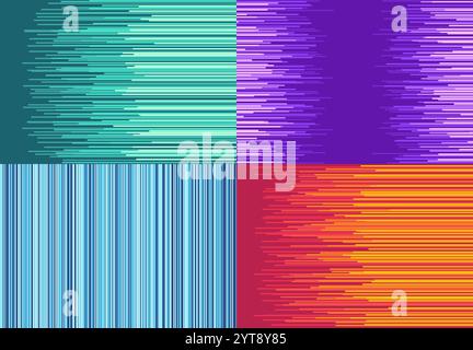 Set of four colorful background with straight lines. Vector illustration. Stock Vector