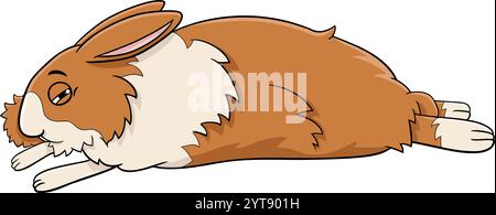 Cartoon illustration of funny sleepy miniature rabbit comic animal character Stock Vector