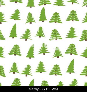 Seamless pattern with spruces on white background. Vector illustration Stock Vector