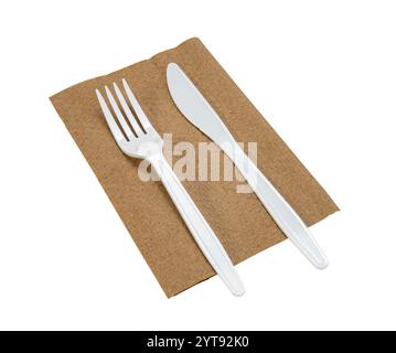 Plastic Fork And Knife With Napkin Stock Photo