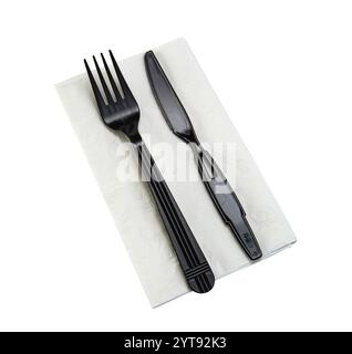 Plastic Fork And Knife With Napkin Stock Photo