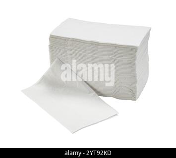 Stack of white paper napkins Stock Photo