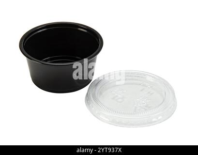 Small empty plastic take out take away container with lid, USA Stock Photo