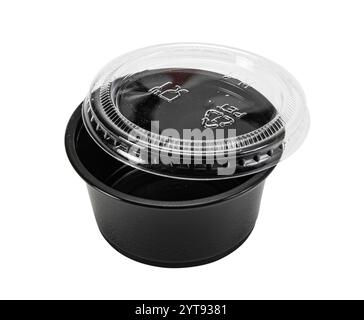 Small empty plastic take out take away container with lid, USA Stock Photo