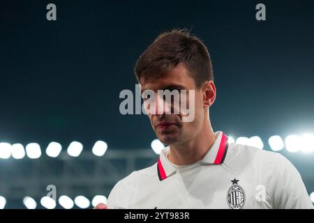 Bergamo, Italia. 06th Dec, 2024. AC Milan's Matteo Gabbia during the Serie A soccer match between Atalanta and Ac Millan at the Gewiss Stadium in Bergamo, north Italy - Friday, December 6, 2024. Sport - Soccer . (Photo by Spada/Lapresse) Credit: LaPresse/Alamy Live News Stock Photo