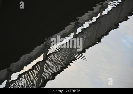 In the water mirror - Bridge railing Stock Photo