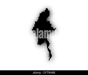 Map of Myanmar with shadows Stock Photo - Alamy
