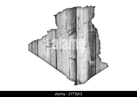 Map of Algeria on weathered wood Stock Photo - Alamy