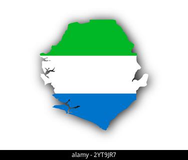 Map of Sierra Leone on background with flag Stock Photo - Alamy