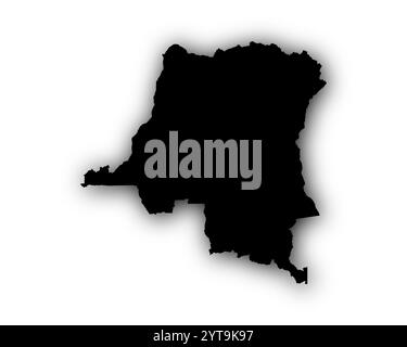 Silhouette map of the Democratic Republic of the Congo isolated over a ...