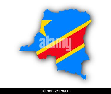 Silhouette flag map of the Democratic Republic of the Congo isolated ...