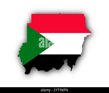 Sudan flag map Stock Photo - Alamy