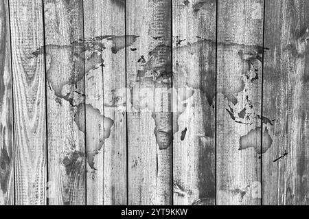 World map on weathered wood Stock Photo - Alamy