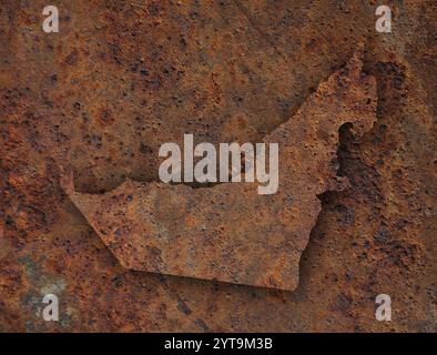 Map of the United Arab Emirates on rusty metal Stock Photo