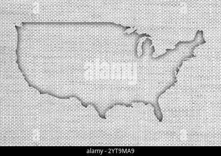 Map of the USA on old linen Stock Photo - Alamy