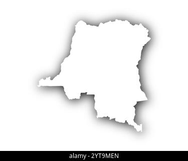 Silhouette map of the Democratic Republic of the Congo isolated over a ...