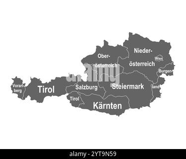 Map of Austria with federal states Stock Photo