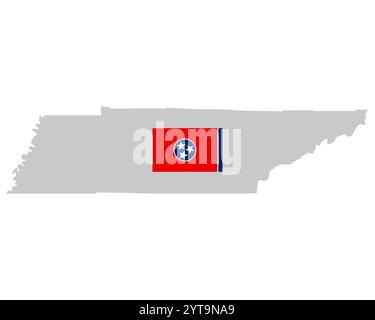 Flag and map of Tennessee Stock Photo