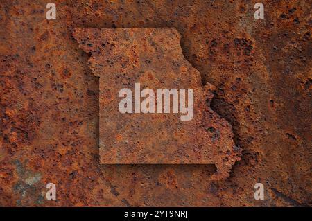 Map of Missouri on rusty metal Stock Photo