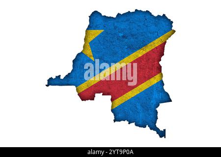 Map of Democratic Republic Congo, flag map, National colors background ...