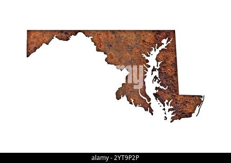 Map of Maryland on rusty metal Stock Photo