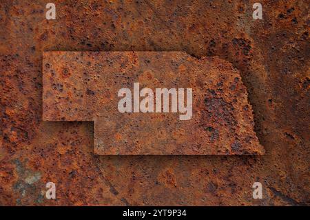 Map of Nebraska on rusty metal Stock Photo