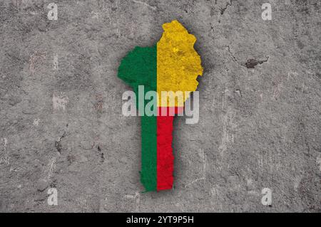 Map and flag of Benin on weathered concrete Stock Photo - Alamy
