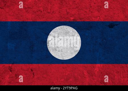 Flag of Laos on weathered concrete Stock Photo