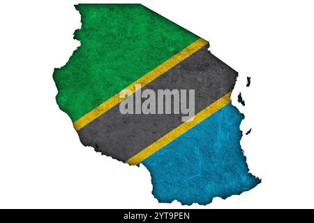 Silhouette of the map of Tanzania with its flag Stock Photo - Alamy
