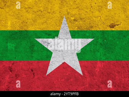 Flag of Myanmar on weathered concrete Stock Photo - Alamy