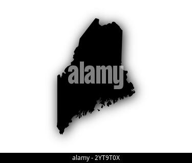 Map of Maine with shadows Stock Photo