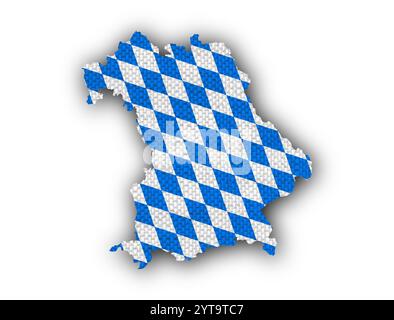 Map and flag of Bavaria on old linen Stock Photo