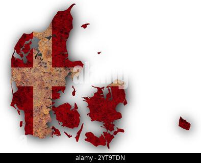 Map of Denmark on texture Stock Photo - Alamy