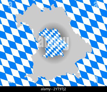 Bavarian flag and map Stock Photo