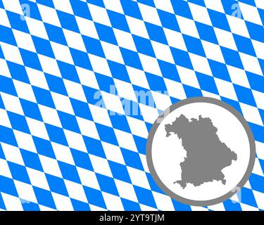 Bavarian flag and map Stock Photo