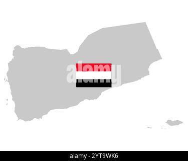 Flag in map of Yemen Stock Photo - Alamy