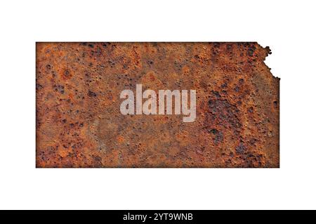 Map of Kansas on rusty metal Stock Photo