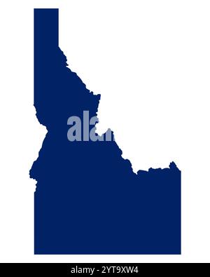 Map of Idaho in blue color Stock Photo