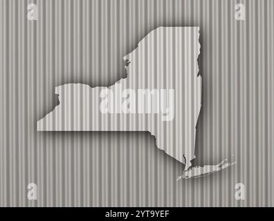 Map of New York on corrugated iron Stock Photo